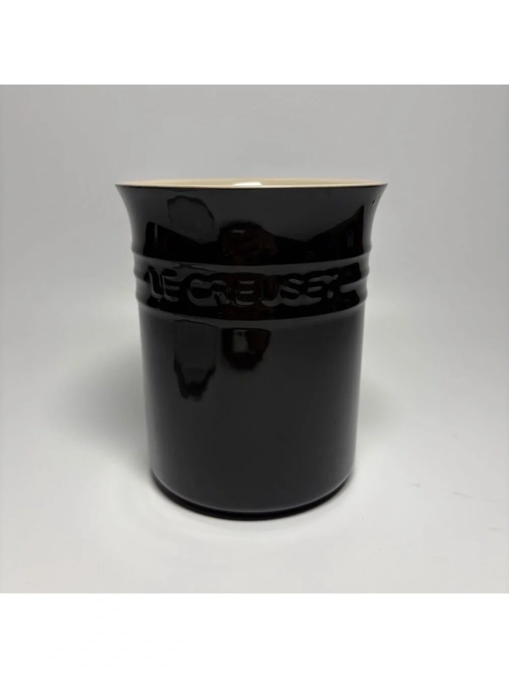 NEW Le Creuset Black Stoneware 1L Utensil Holder Crock